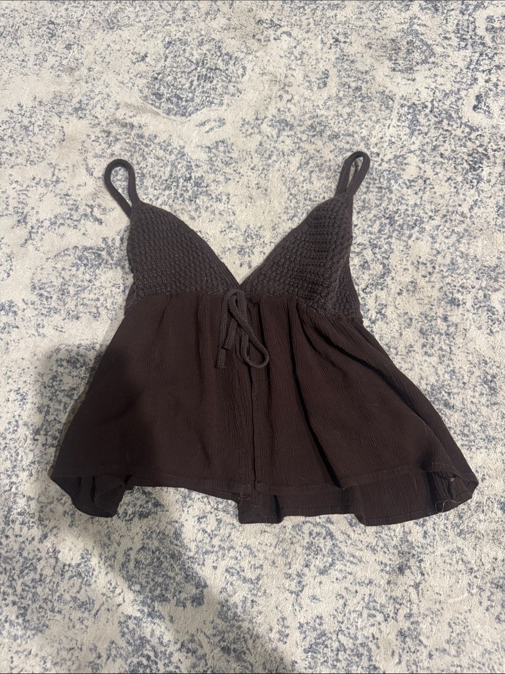 Garage Chocolate Brown Smocked V-Neck Tank